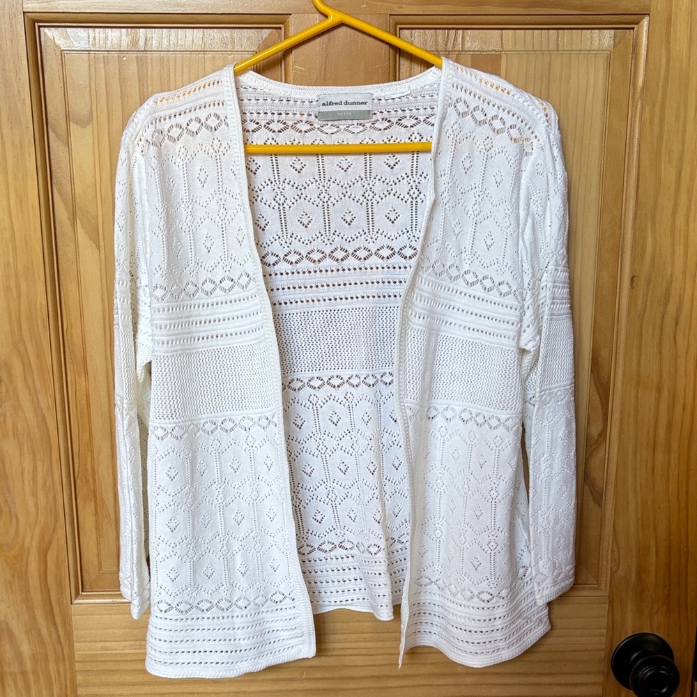 Alfred Dunner WhiteTextured Cardigan